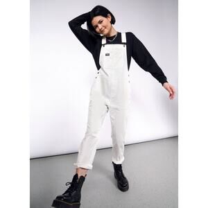 Wildfang white denim overalls